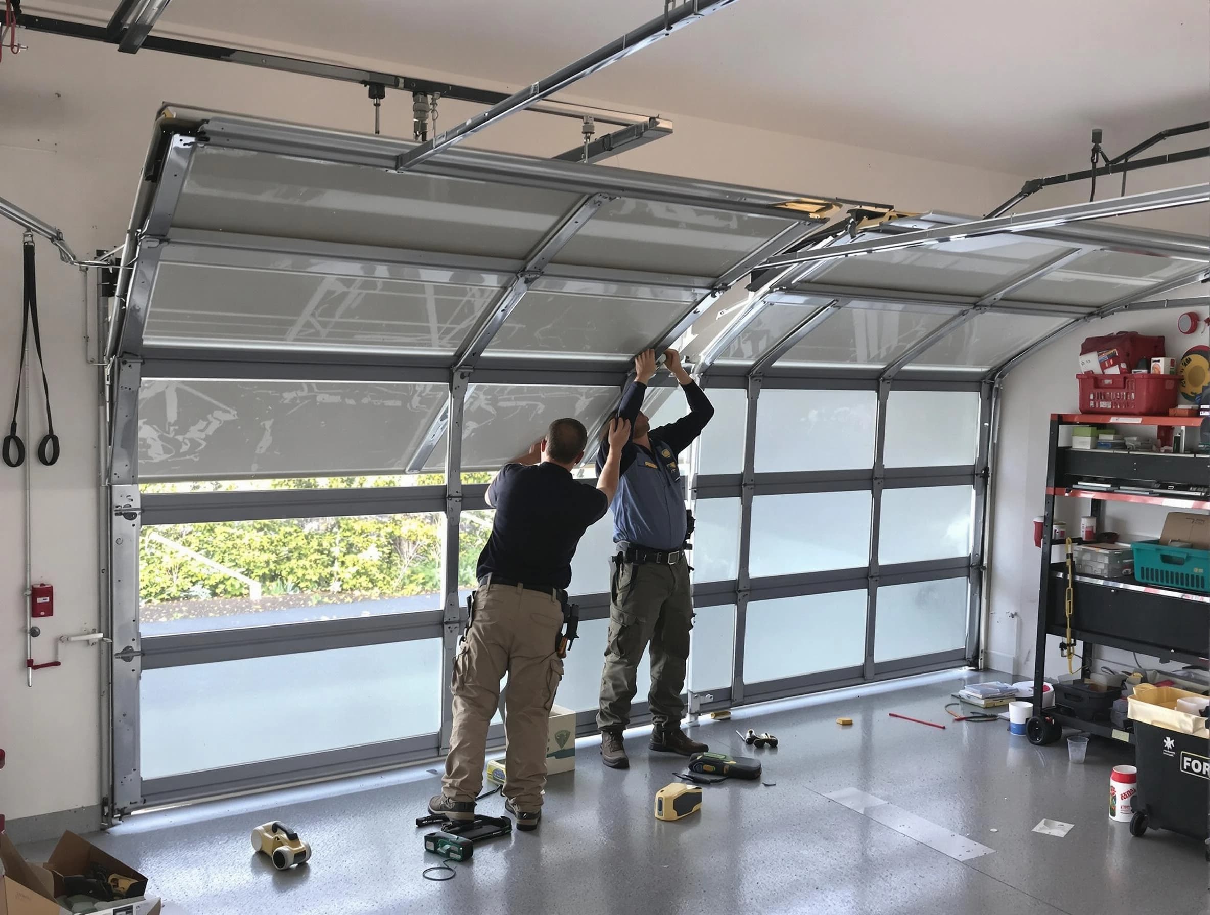 El Cerro Mission Garage Door Repair expert performing precise panel replacement on El Cerro Mission garage door
