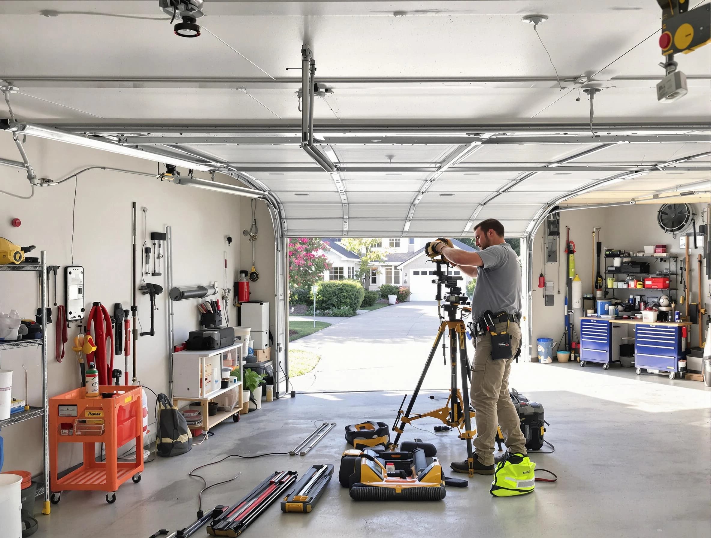 El Cerro Mission Garage Door Repair specialist performing laser-guided track alignment in El Cerro Mission